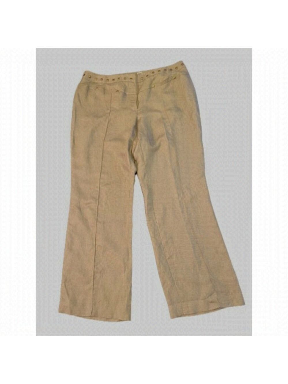 Peter Nygard Women's Olive Green Linen Blend Wide Leg Pants Size 18